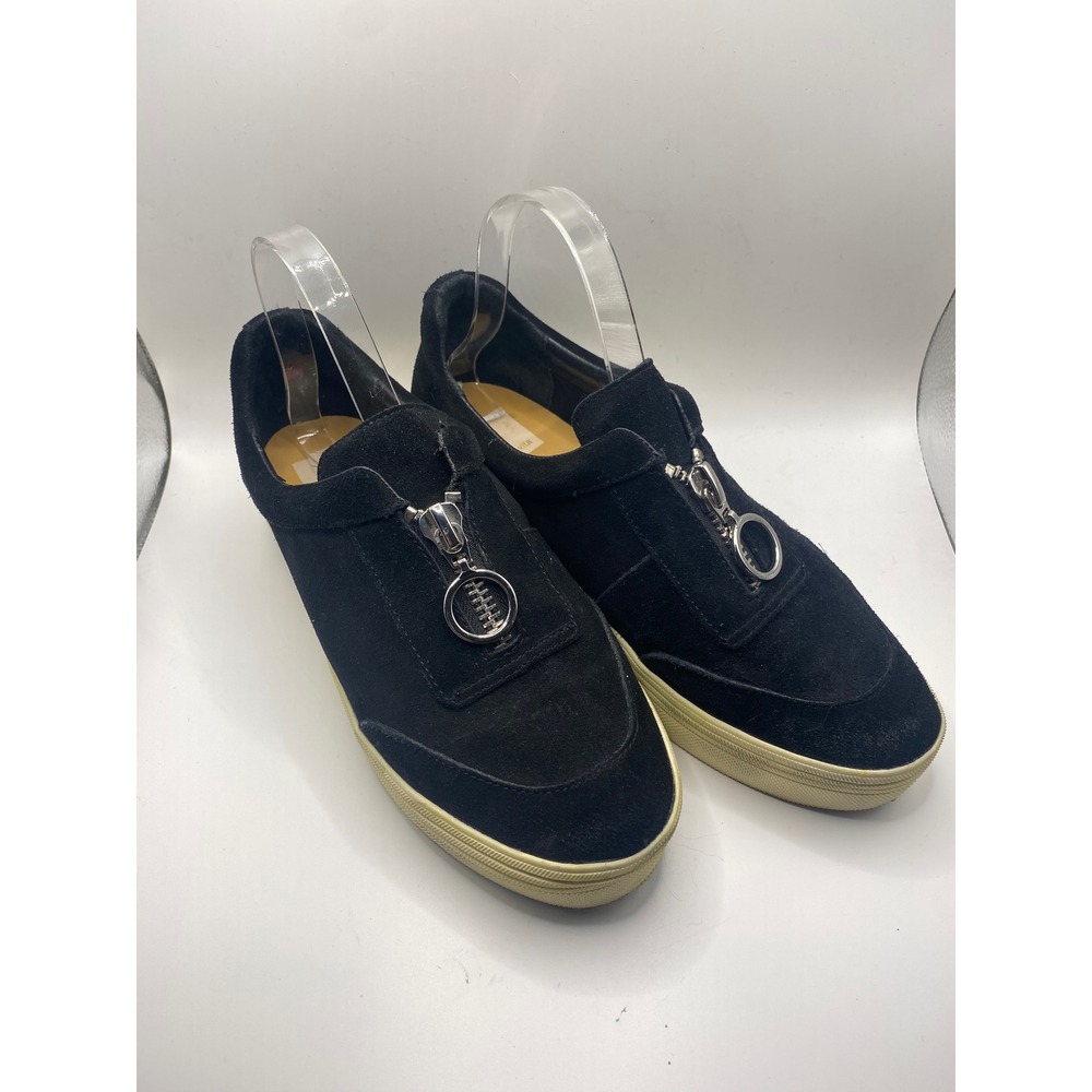 Dolce Vita Black Suede Slip-On Sneakers with Zipper Trim